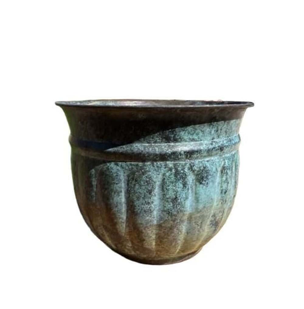 Verdigris Patina Fluted Planter Pot